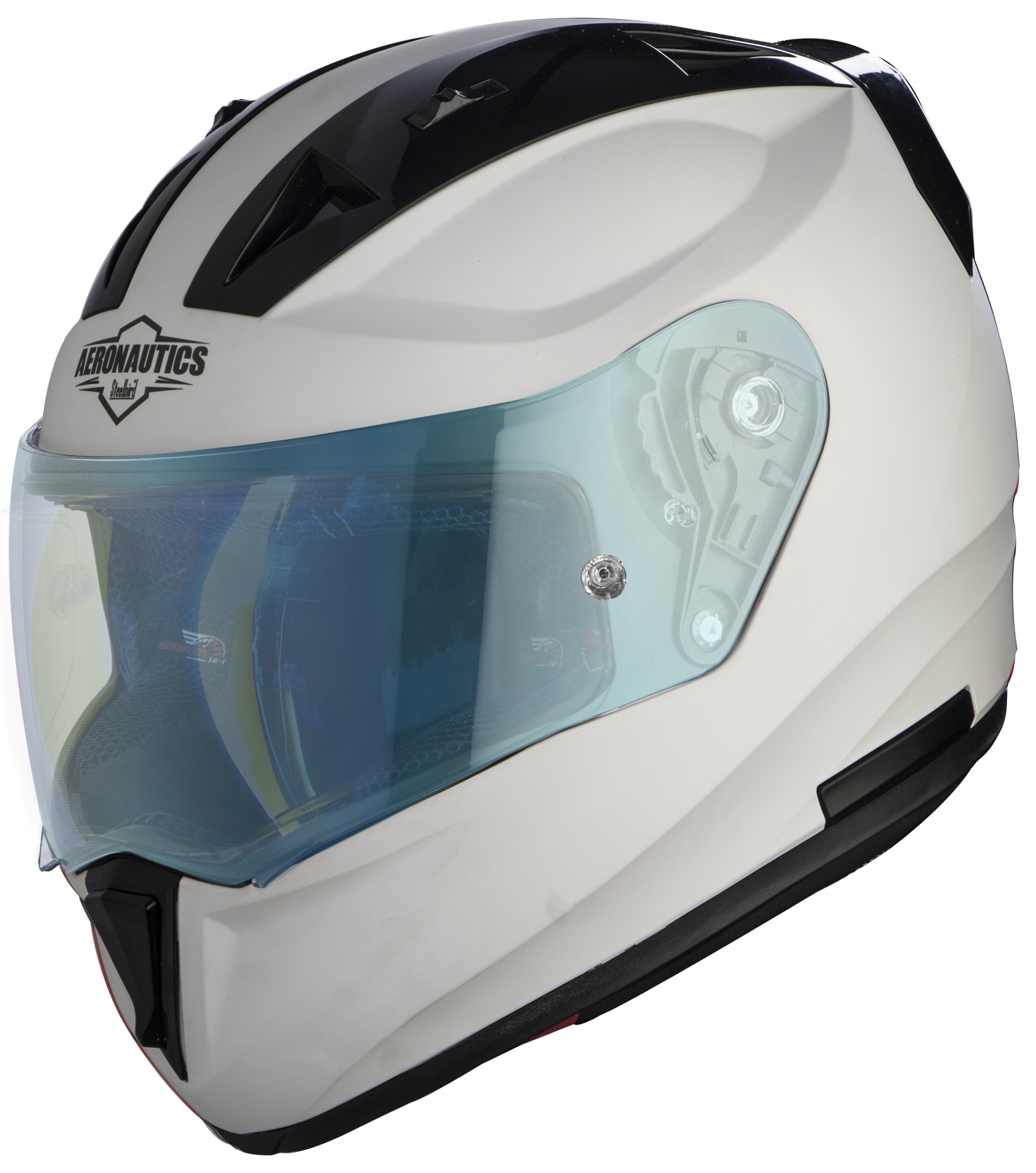 SA-1 Aeronautics Mat White With Anti-Fog Shield Blue Night Vision Visor